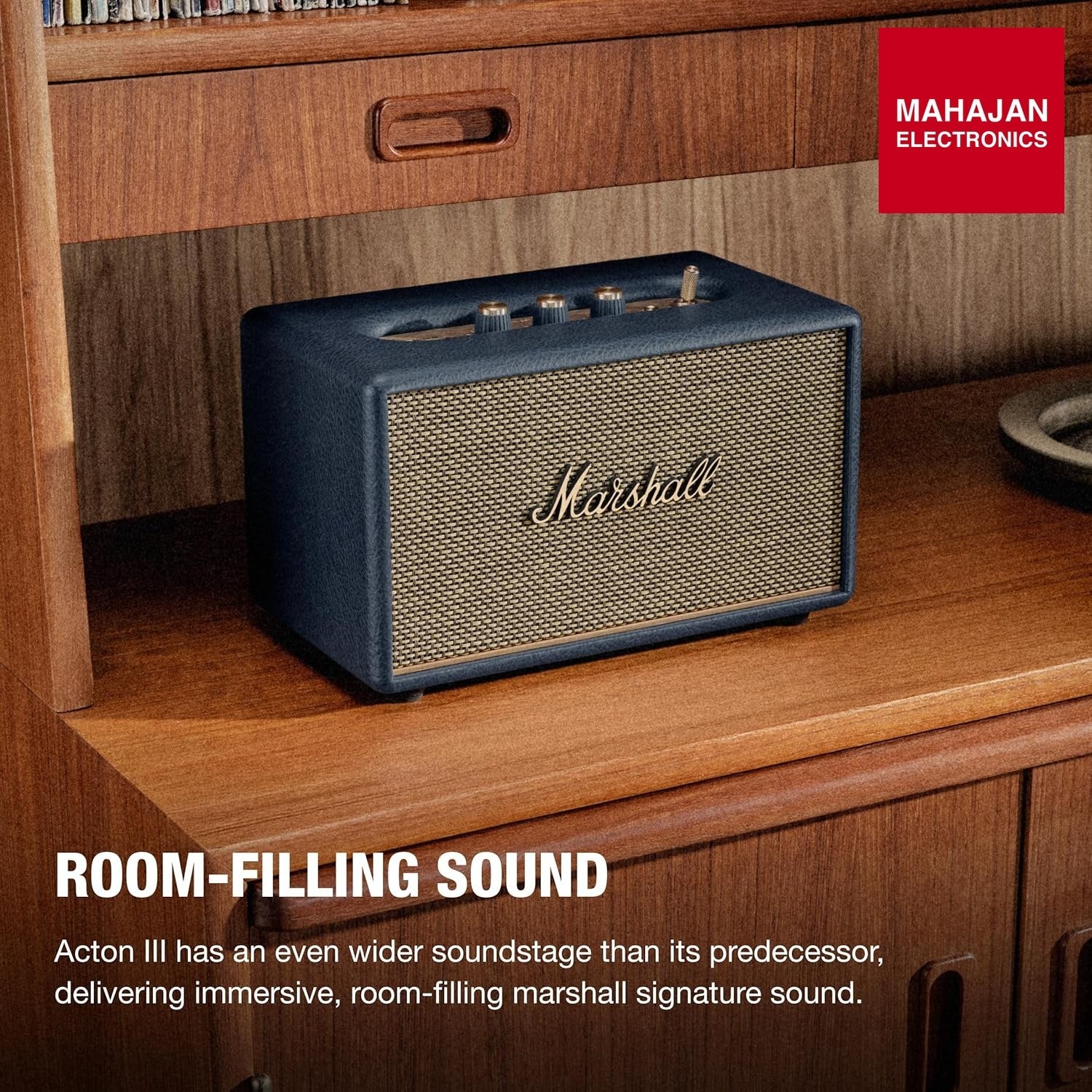 Marshall Acton III Wired Connectivity Stereo Home Speakers with Bluetooth 5.2 & RCA or 3.5mm Input β Midnight β Mahajan Electronics Online.