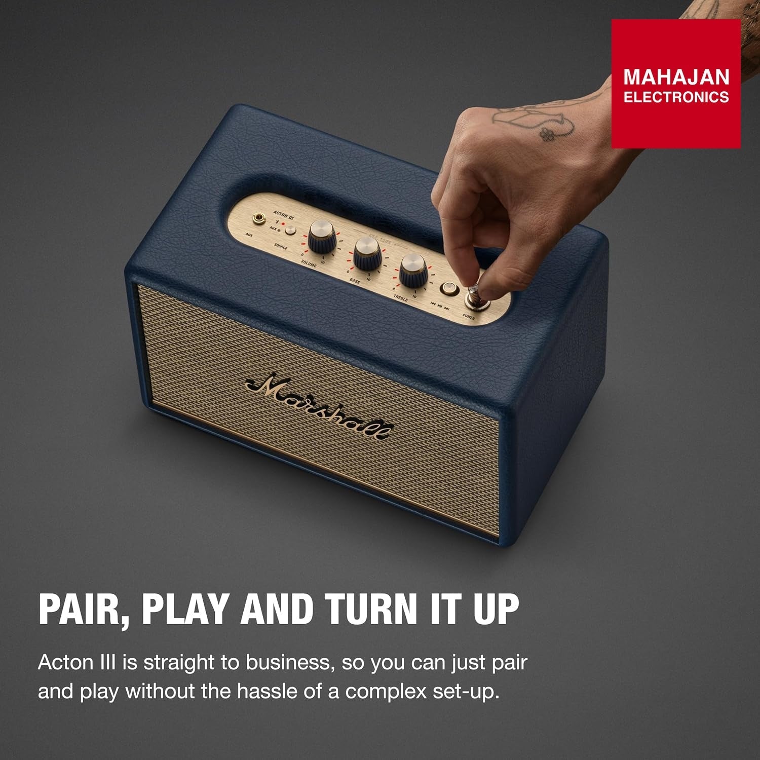 Marshall Acton III Wired Connectivity Stereo Home Speakers with Bluetooth 5.2 & RCA or 3.5mm Input β Midnight β Mahajan Electronics Online.