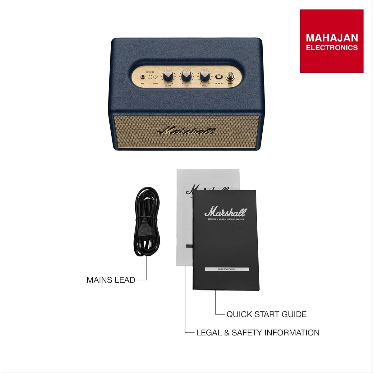 Marshall Acton III Wired Connectivity Stereo Home Speakers with Bluetooth 5.2 & RCA or 3.5mm Input β Midnight β Mahajan Electronics Online.