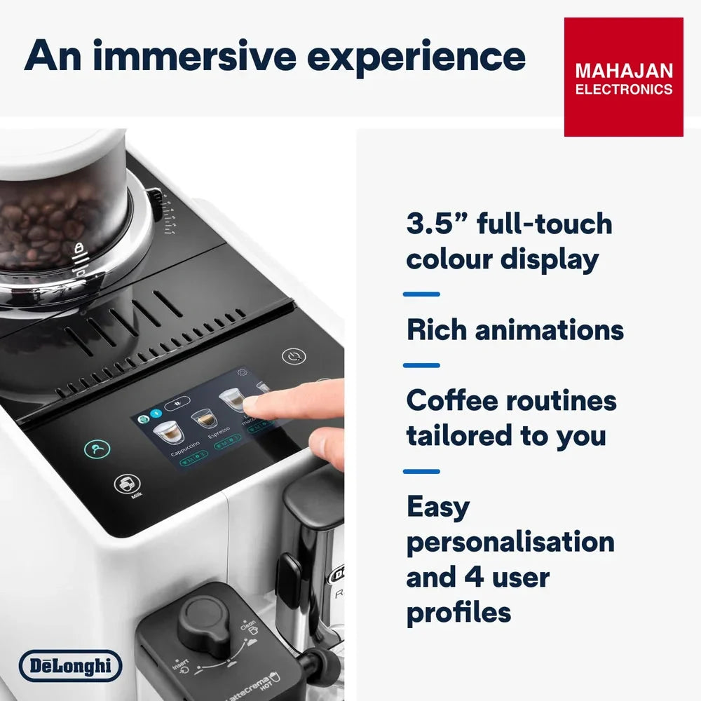 De’Longhi Rivelia EXAM440.55 | Fully Automatic Coffee Machine | Bean-to-Cup | LatteCrema Hot | 3.5” Touch – Mahajan Electronics Online.