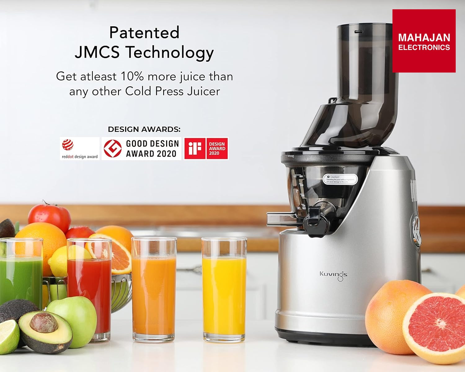 Kuvings B1700 Dark Silver Cold Press Whole Slow Juicer, Patented JMCS Technology for 10% More Juice, All-in-1 – Mahajan Electronics Online.