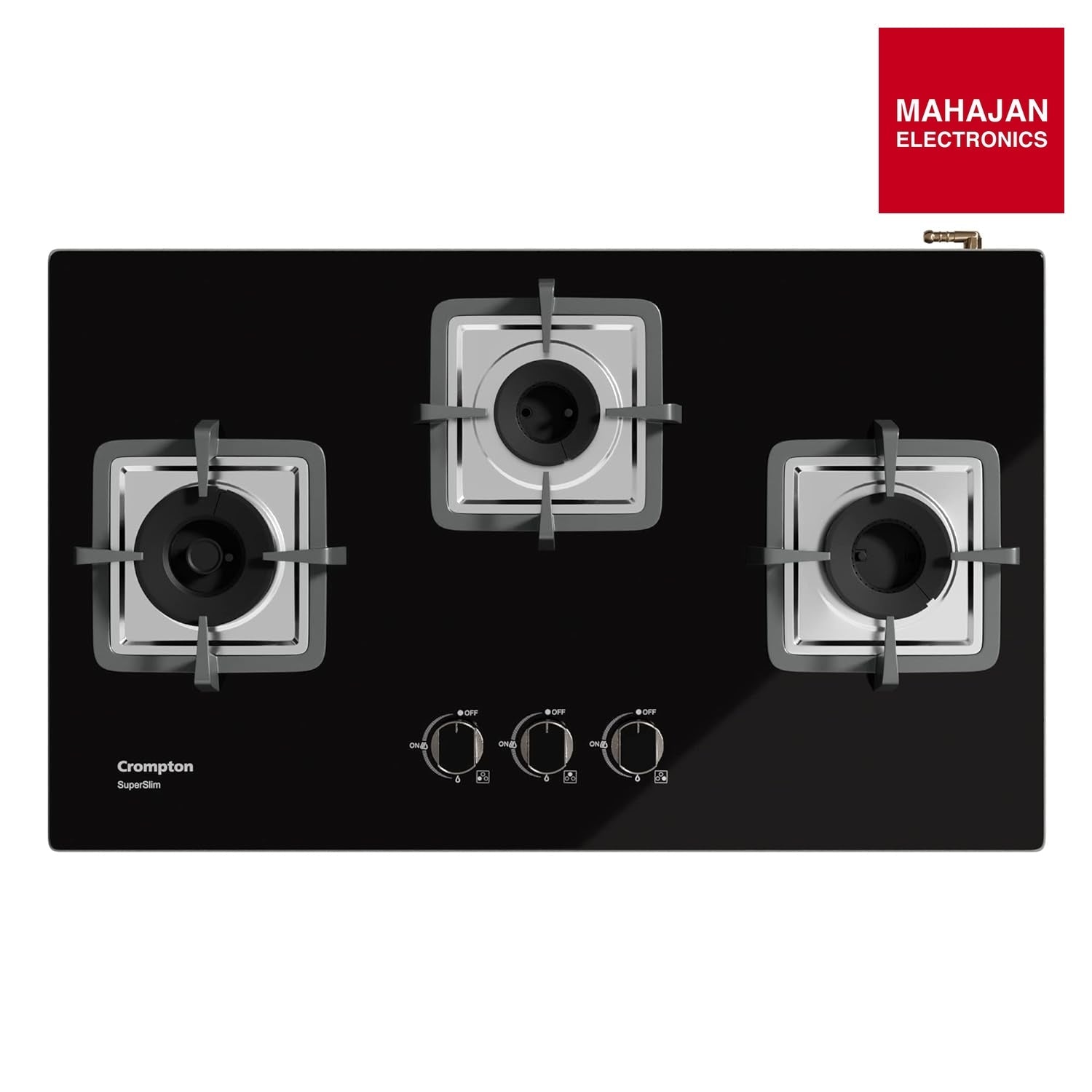 Crompton TAB-SMHB783-MBL SuperSlim Matt 78 cm 3 Burner Hob with Auto Ignition, Brass Burners and Toughened – Mahajan Electronics Online.