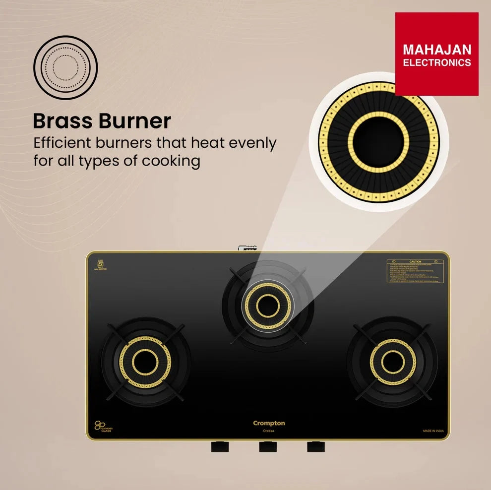Crompton Oressa CKT-ORR723-MSB 3 Burner 72 cm Slim Glass Cooktop – Mahajan Electronics Online.