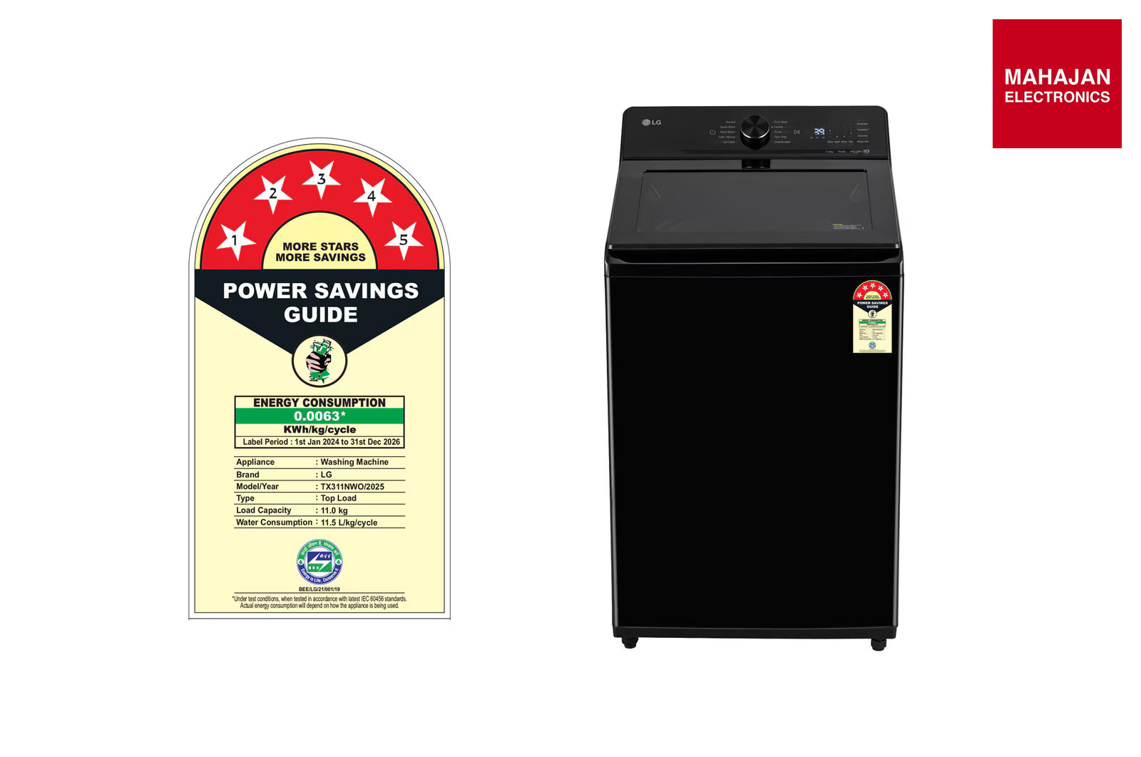LG TX311NWO 11Kg Top Load Washing Machine, AI Direct Drive™, 6 Motion DD, Onyx Black, 5 Star – Mahajan Electronics Online.
