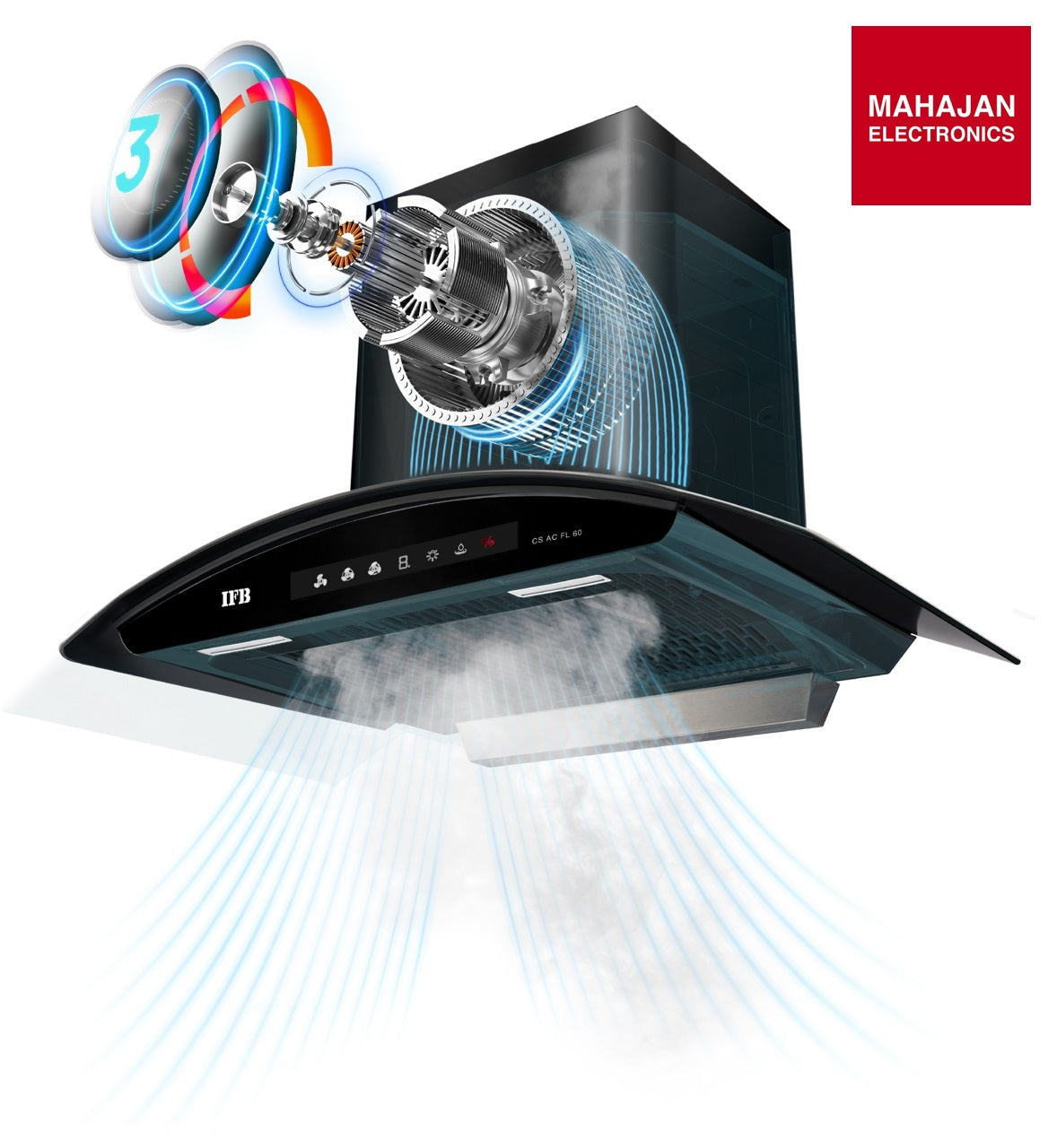 IFB CS AC FL P 60 60cm Wall Mount Chimney| Auto Clean | Hand Sensor + Feather Touch Controls | Decorative – Mahajan Electronics Online.