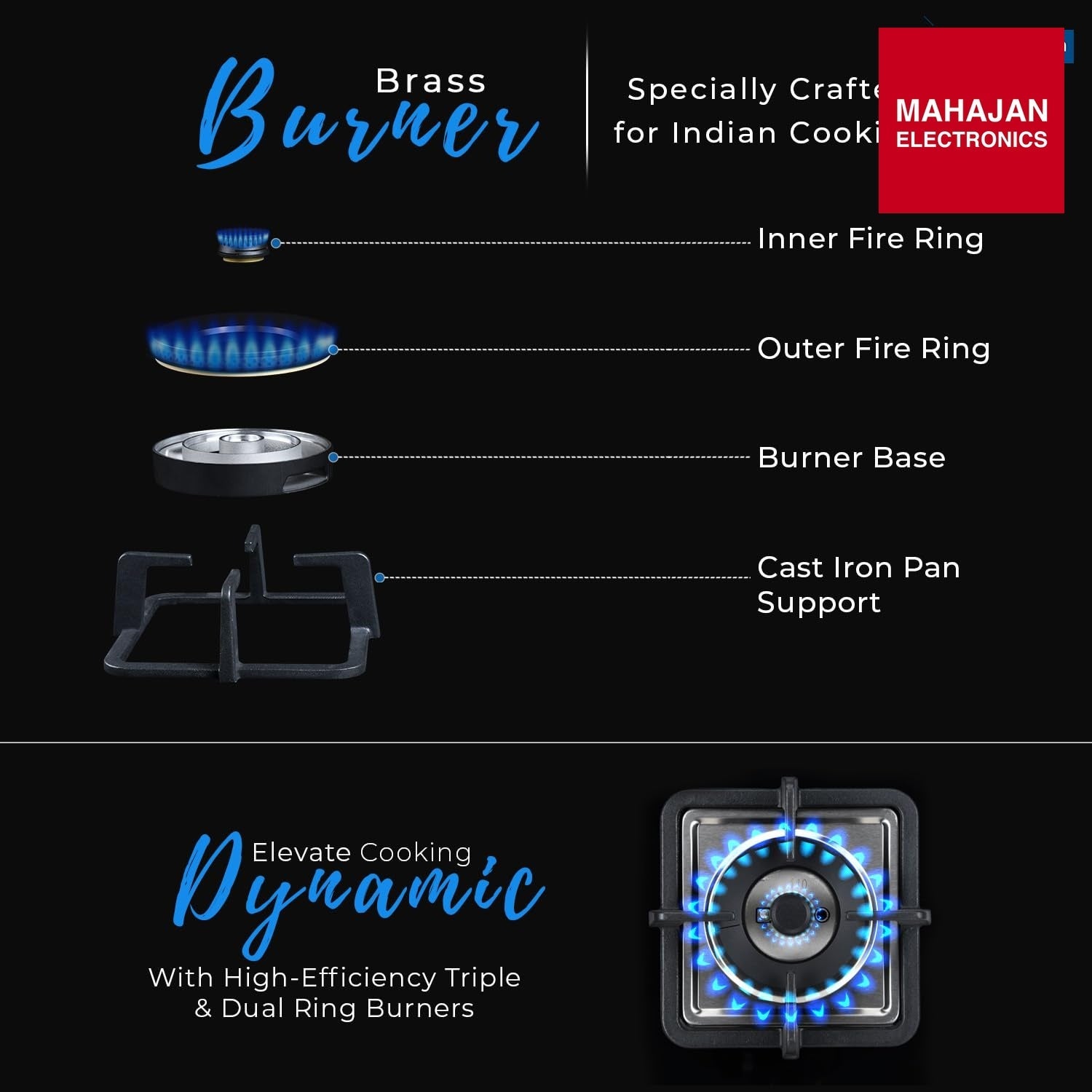 Crompton TAB-SMHB784-MBL SuperSlim Matt 78 cm 4 Burner Hob with Auto Ignition, Brass Burners and Toughened – Mahajan Electronics Online.