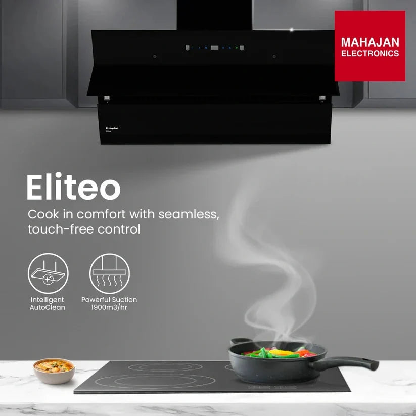 Crompton CHD-ELI90FLE-IND 90cm Filterless Wall Mounted Chimney Eliteo Inclined Series – Mahajan Electronics Online.