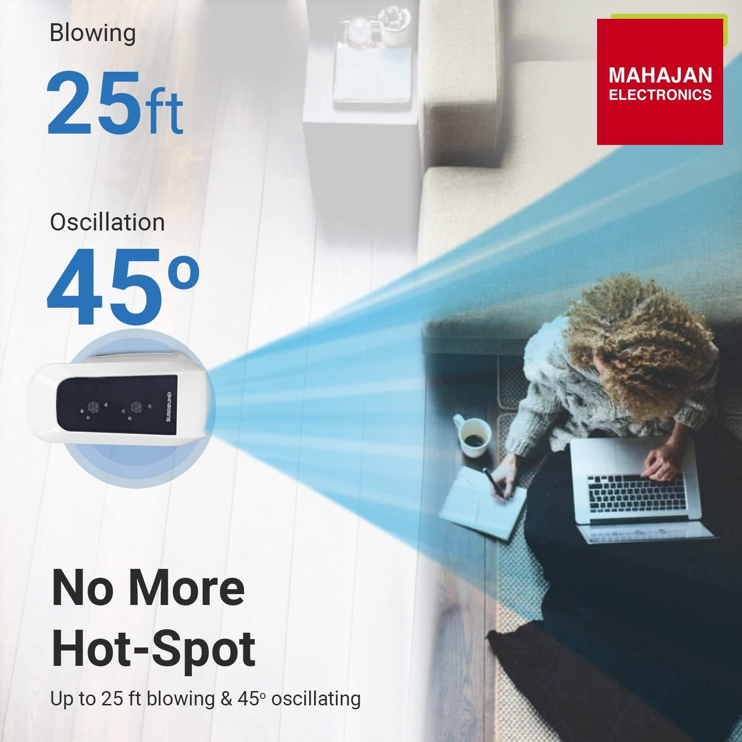 Symphony Surround Bladeless Tower Fan for Room & Office | High-Speed with Swivel Action & Simple Knob Control – Mahajan Electronics Online.