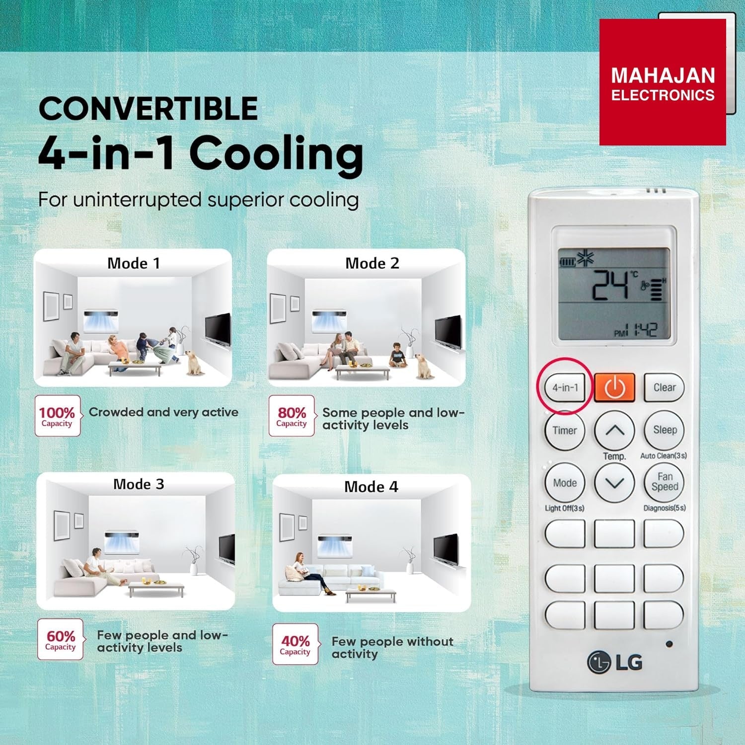 LG AW-Q24WWXA 2 Ton 3 Star Wi-Fi DUAL Inverter Window AC (Copper, Convertible 4-in-1 cooling, HD Filter, 2026 β Mahajan Electronics Online.