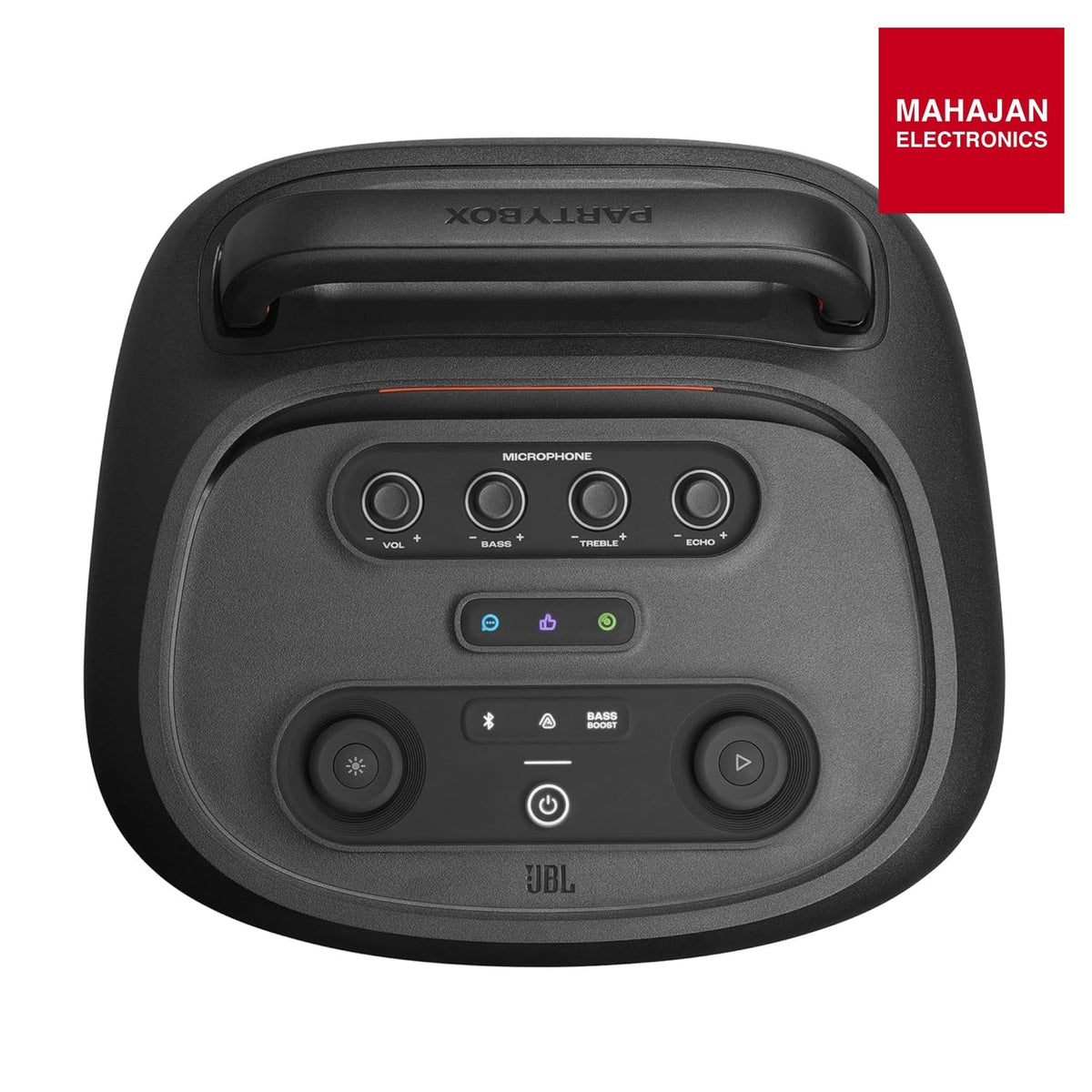 JBL Partybox 520 Wireless Bluetooth Party Speaker with Wireless Mic, Electrifying AI Sound Boost, Upto 15Hrs โ Mahajan Electronics Online.