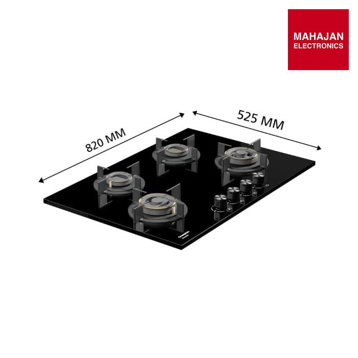 Crompton HOB-VNDC824-MBL 78 cm 4 Burner 4 Burners Built-in Gas Hob With High Efficiency Brass Burners – Mahajan Electronics Online.