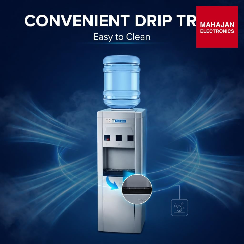 Blue Star BWD3FMRGA-G Water Dispenser with Refrigerator | Hot, Cold & Normal Water | 15L Cooling Cabinet | Floor Standing Water Cooler | Grey – Mahajan Electronics Online.