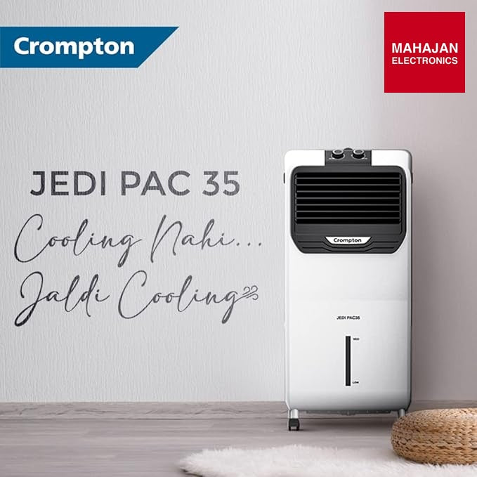 Crompton Jedi DAC 35 Litre Personal Air Cooler for home | Honeycomb pads | 4-way Air Deflection | Ice Chamber – Mahajan Electronics Online.