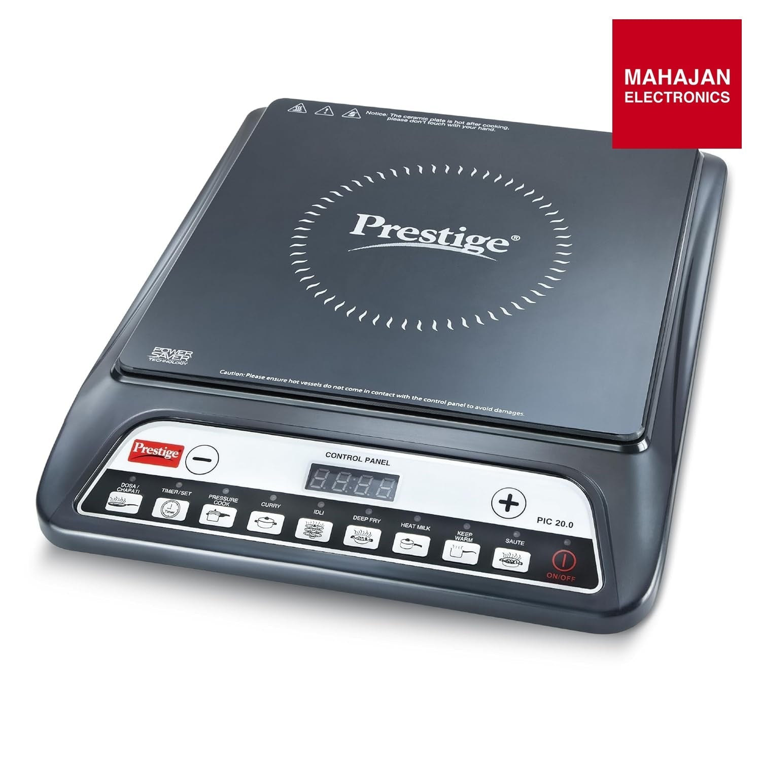 Prestige PIC 20 1600 Watts Induction Cooktop | 4KV Surge Protection | 8 Preset Indian Menu Options & Timer – Mahajan Electronics Online.