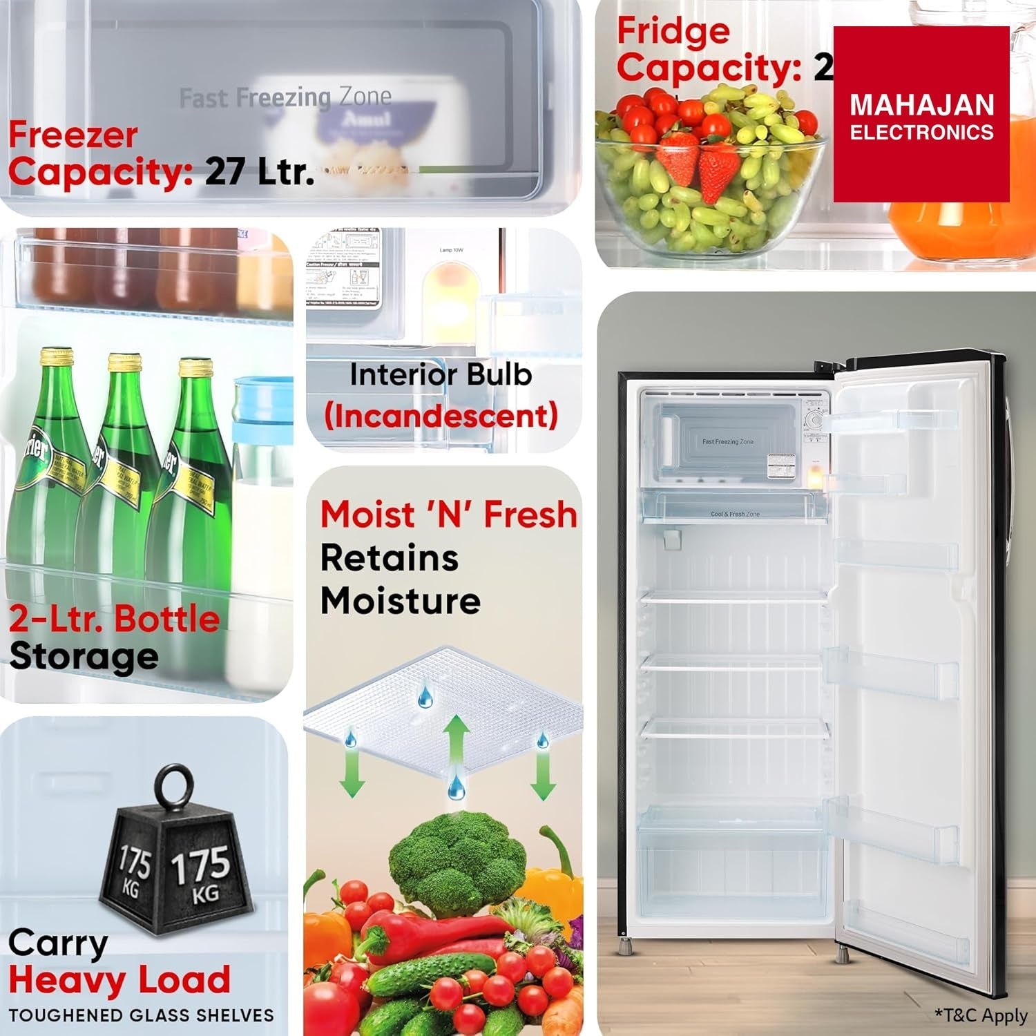 LG GLD2736YBES 261L 2 Star Direct Cool Single Door Refrigerator | Smart Inverter | Ebony Sheen | Mahajan – Mahajan Electronics Online.