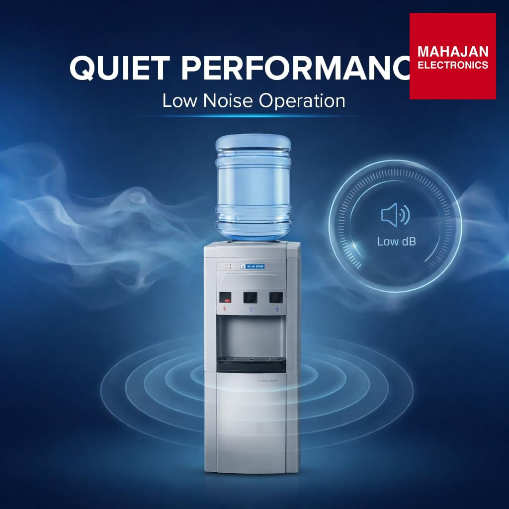 Blue Star BWD3FMRGA-G Water Dispenser with Refrigerator | Hot, Cold & Normal Water | 15L Cooling Cabinet | Floor Standing Water Cooler | Grey – Mahajan Electronics Online.