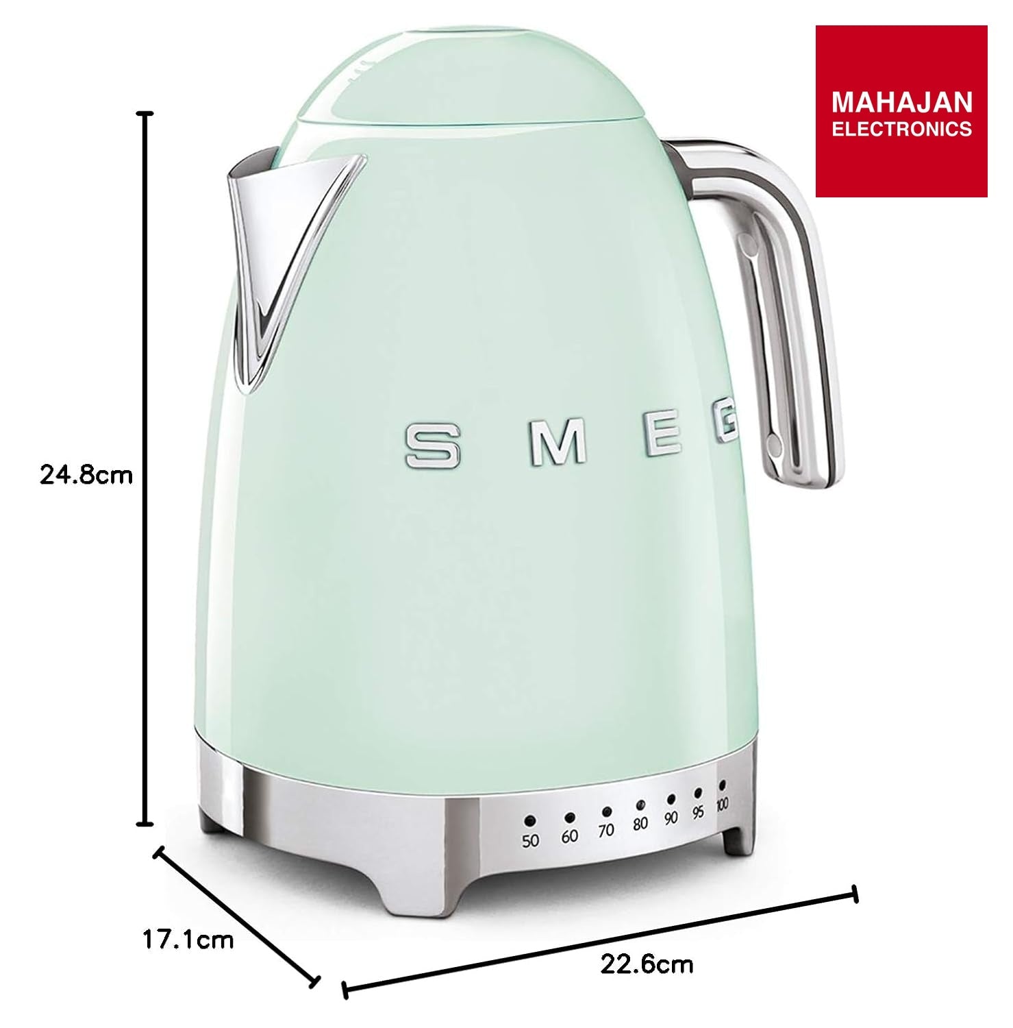 SMEG KLF04PGEU Variable temperature kettle Pastel Green 50's Style Aesthetic – Mahajan Electronics Online.
