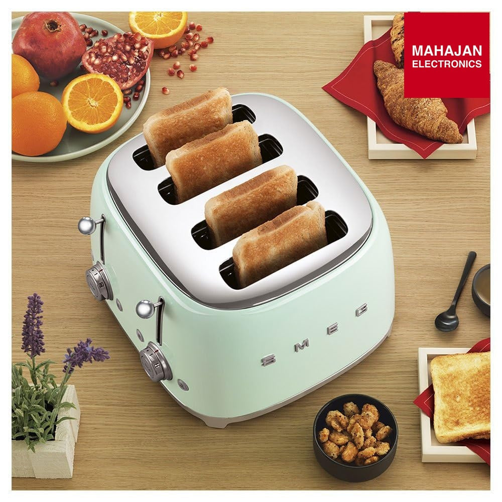 SMEG TSF03PGEU| Toaster 4 slices 50's Style | Colour : Pastel Green – Mahajan Electronics Online.