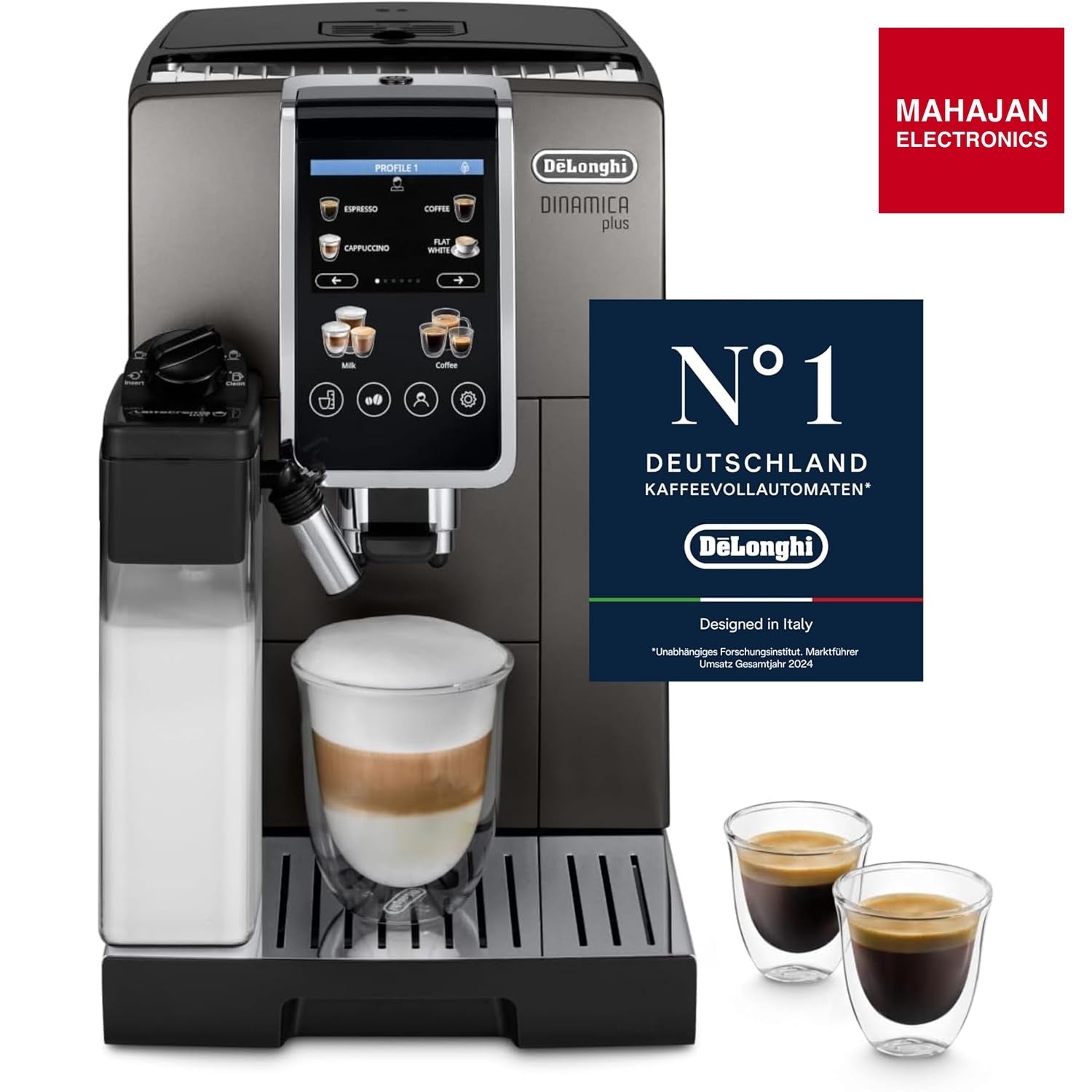 DeLonghi ECAM380.95.TB Dinamica Plus Fully Automatic Coffee Machine, Original Italian Brand, 24+ Hot & Cold – Mahajan Electronics Online.