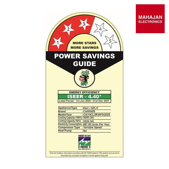 Carrier XCEL LUMO Gxi (19k)(CAI19CL3R36F0) 3 Star Split Inverter AC – Mahajan Electronics Online.