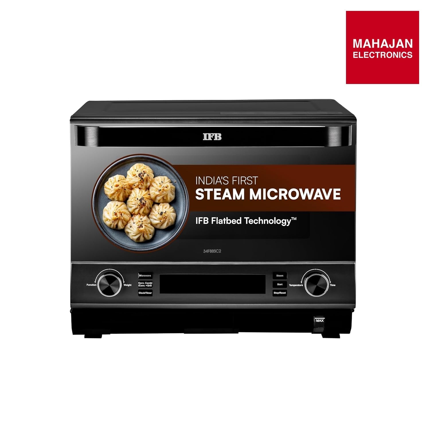 IFB 34FBBSC2 34L, 1000 W, FlatBed with Inverter Technology, 63 Autocook menus, PowerSteam, 6 Power levels, SelfClean, Steralise mode, LCD Display, Convection & Grill Microwave Oven (34FBBSC2, Metallic Grey) mahajan electronics onilne
