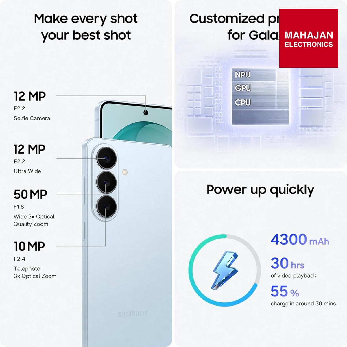 Samsung Galaxy S26 5G (Black, 12GB RAM, 256GB Storage), AI Phone, Photo Assist, Creative Studio, 50MP Camera – Mahajan Electronics Online.