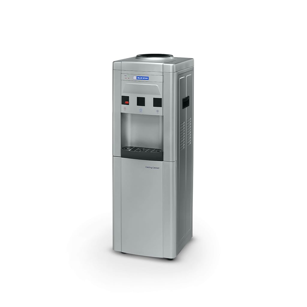 Blue Star BWD3FMRGA-G Water Dispenser with Refrigerator | Hot, Cold & Normal Water | 15L Cooling Cabinet | Floor Standing Water Cooler | GreOnline Mahajan Electronics