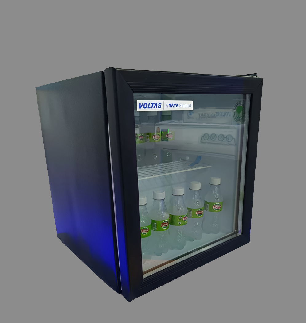 Voltas VC GT 50 Minibar Visi Cooler – 50 Litres, Single Door, Black | Compact Mini Refrigerator with Optional Freezer | Ideal for Home, Office, and Hospitality Use
