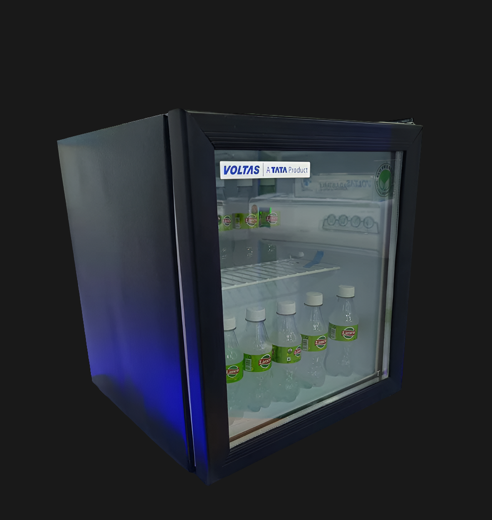 Voltas VC GT 50 Minibar Visi Cooler – 50 Litres, Single Door, Black | Compact Mini Refrigerator with Optional Freezer | Ideal for Home, Office, and Hospitality Use
