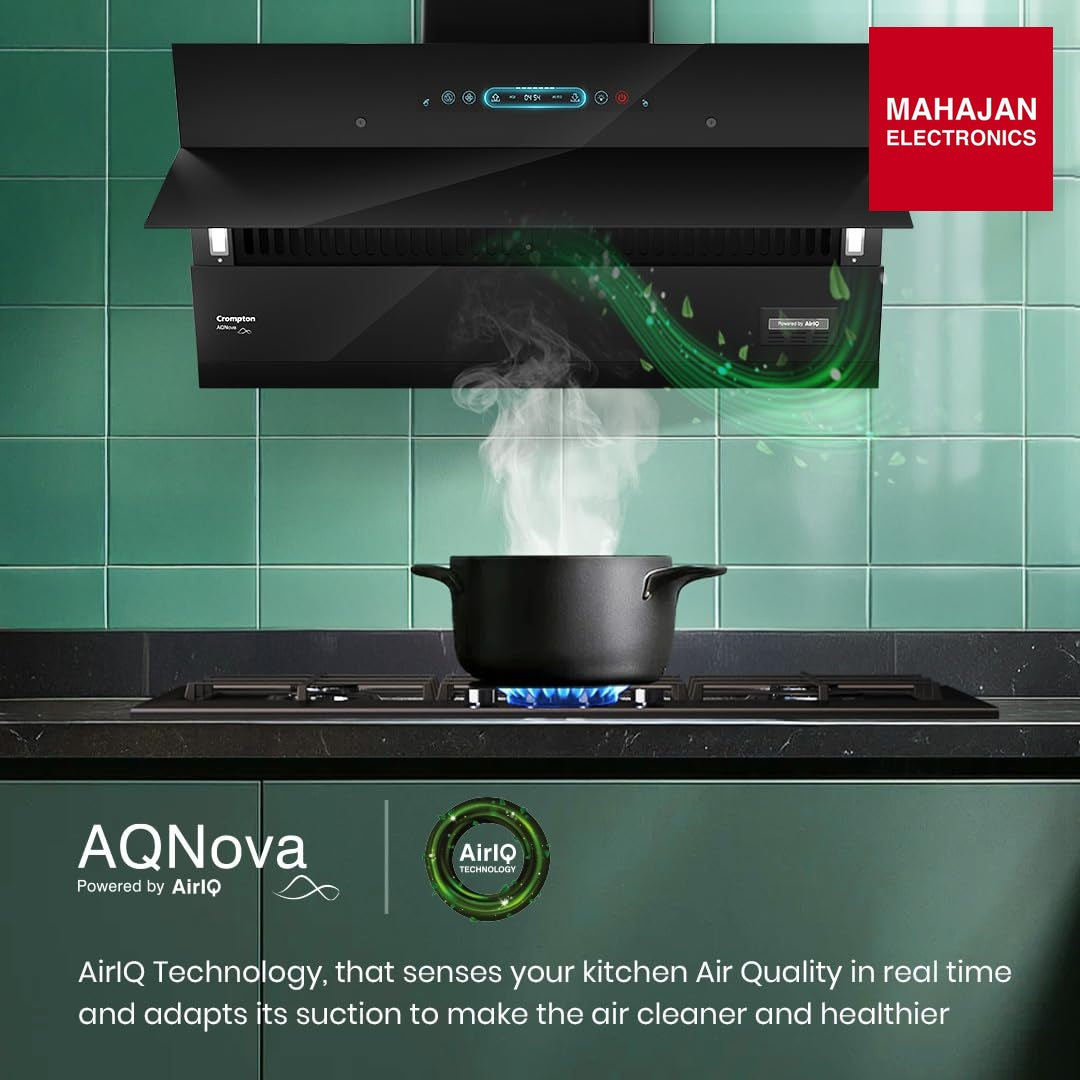 Crompton CHD-AQI75FLE-IND AQNova BLDC 1800m3/hr 75 cm Slant Chimney|AirIQ technology|Adaptive suction β Mahajan Electronics Online.