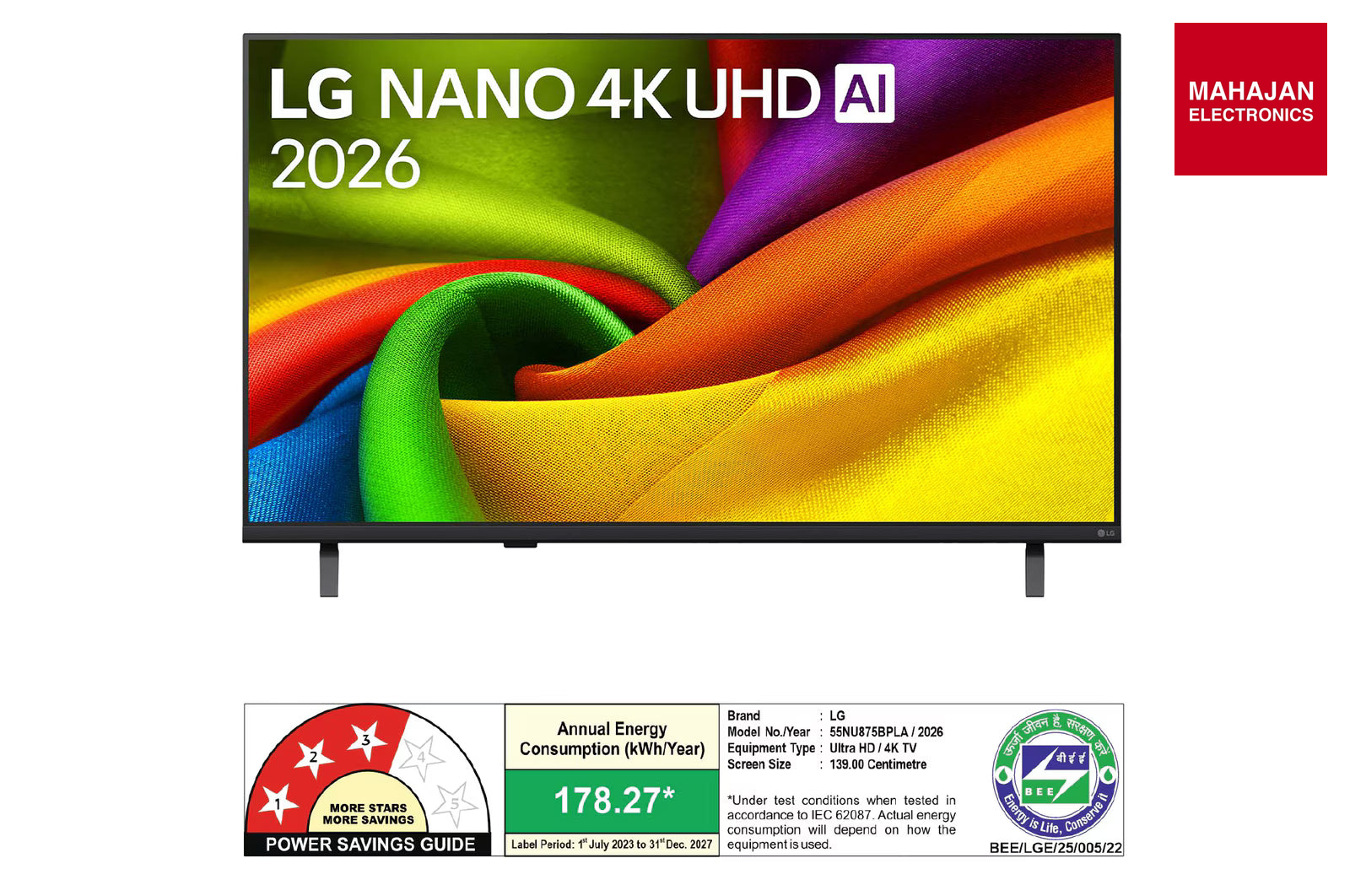 LG 55NU875BPLA 139 cm (55) NANO 4K UHD AI TV with α5 AI Processor 4K Gen9, with HDR10 2026 – Mahajan Electronics Online.