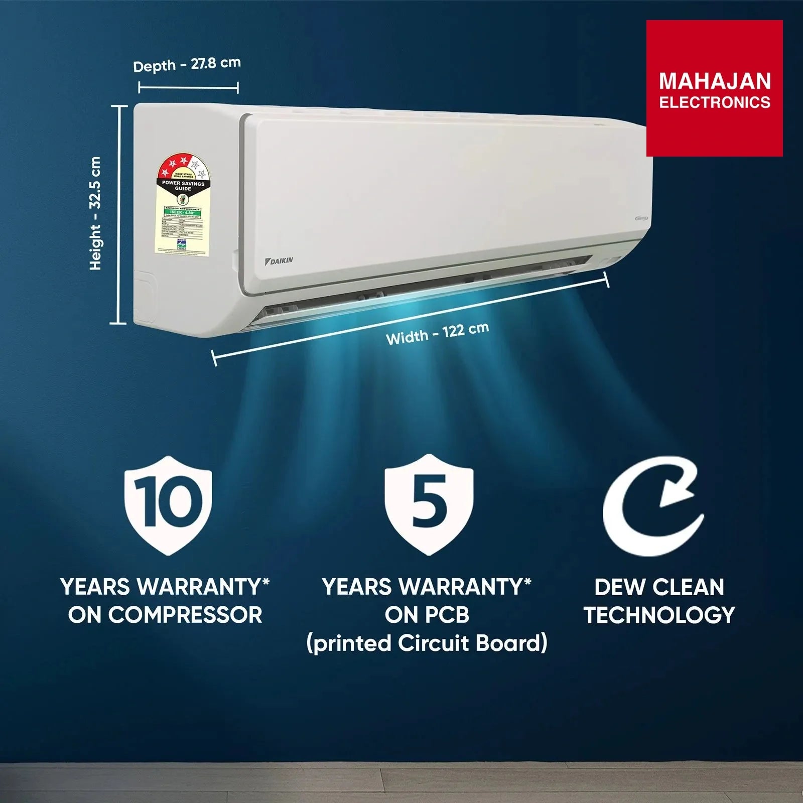Daikin FTKL90XV16LAA 2.6 Ton 4 (2026) Star Inverter Split AC with PM 2.5 Filter, 16m Air Throw, Swing – Mahajan Electronics Online.