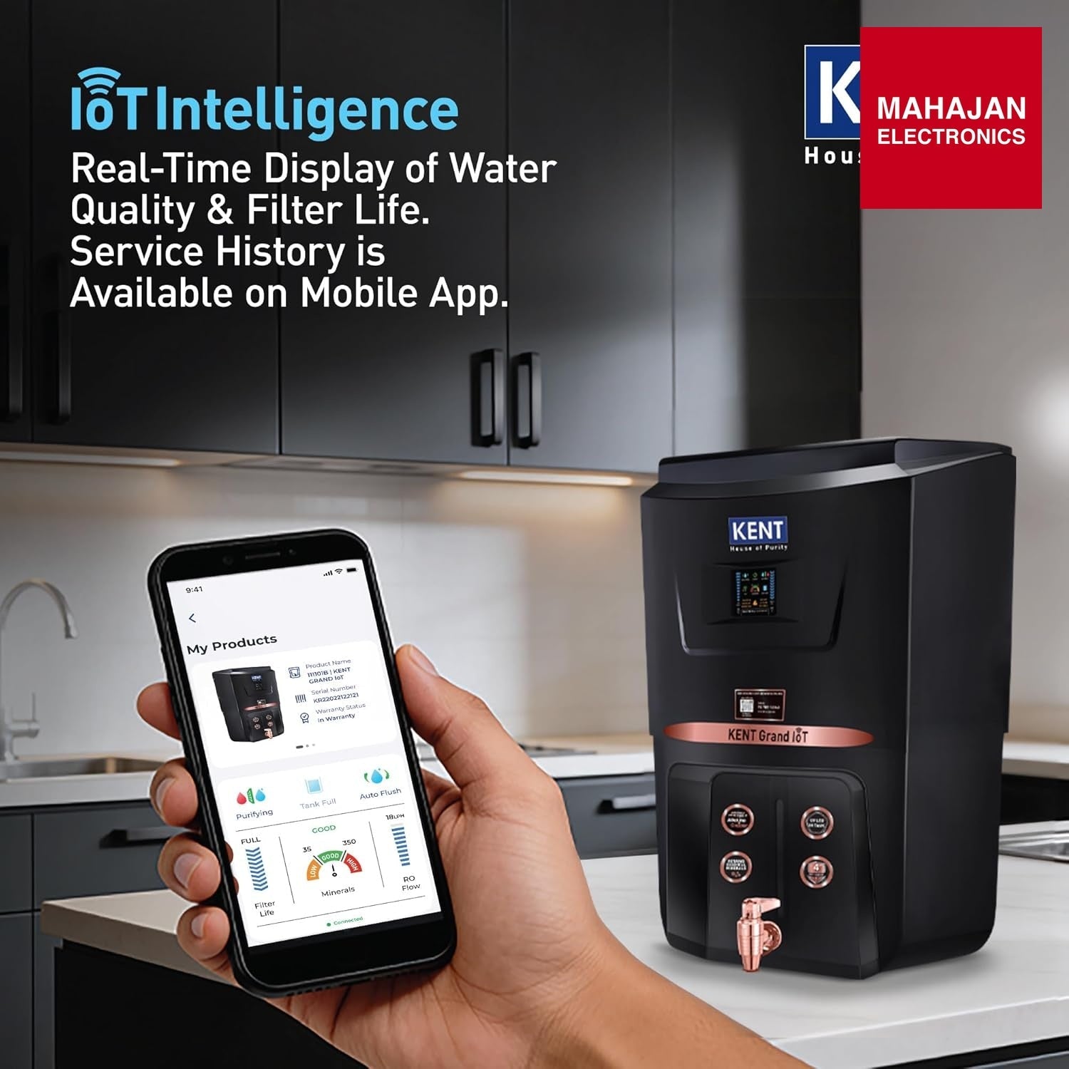 KENT Grand IoT RO Water Purifier| RO+UV+UF+Alk+Cu+TDS Control+UV in Tank | IoT Enabled | Fully Automatic β Mahajan Electronics Online.