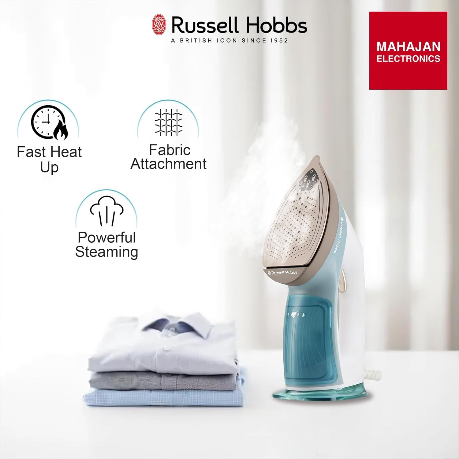 Russell Hobbs 1960W Handheld Garment Steamer RGS1960HANDY | Constant Powerful Steam Flow Vertical & – Mahajan Electronics Online.