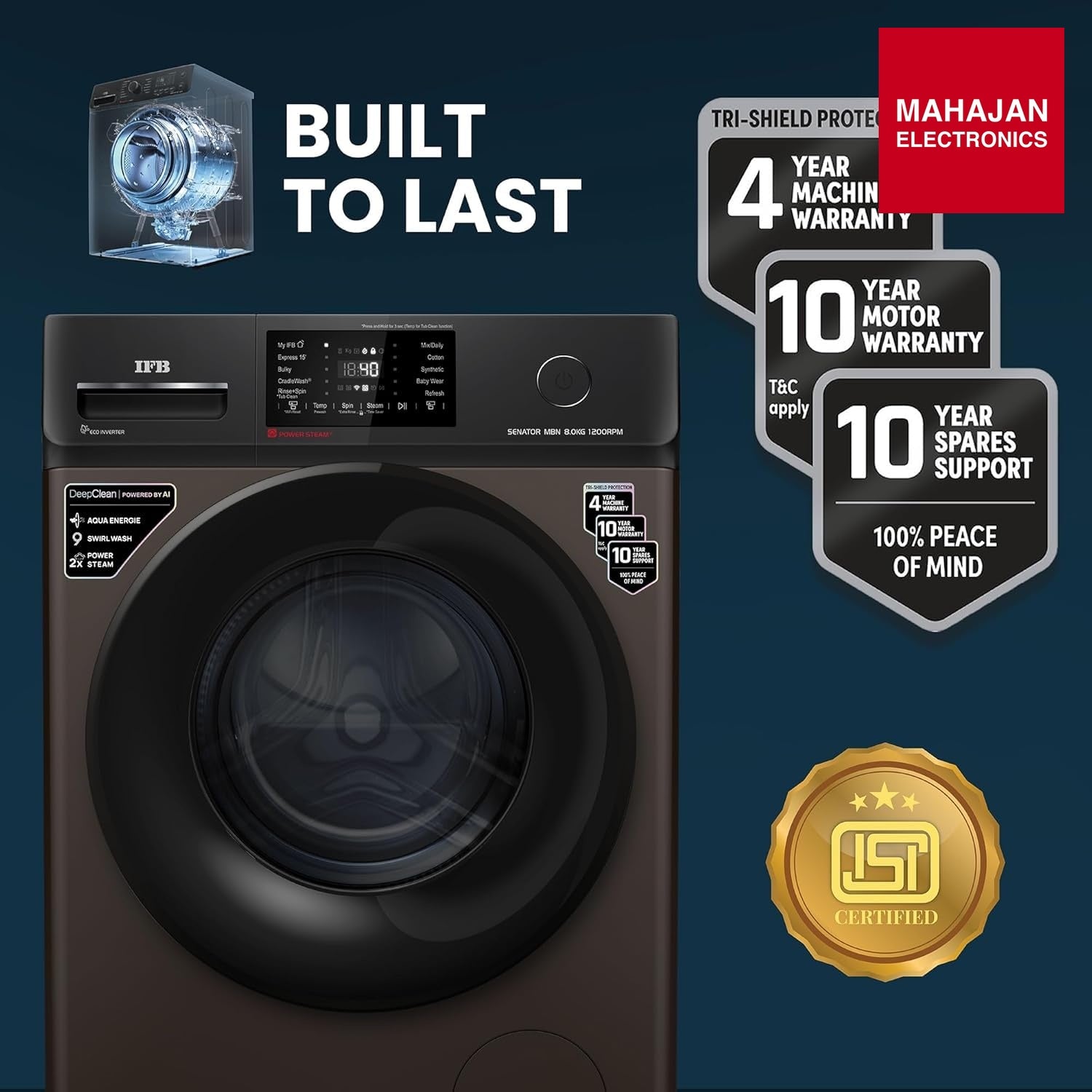 IFB SENATOR MBN 8012 CMS 8 Kg 5 Star, DeepClean® Technology, AI Powered, WiFi, Fully Automatic Front Load – Mahajan Electronics Online.