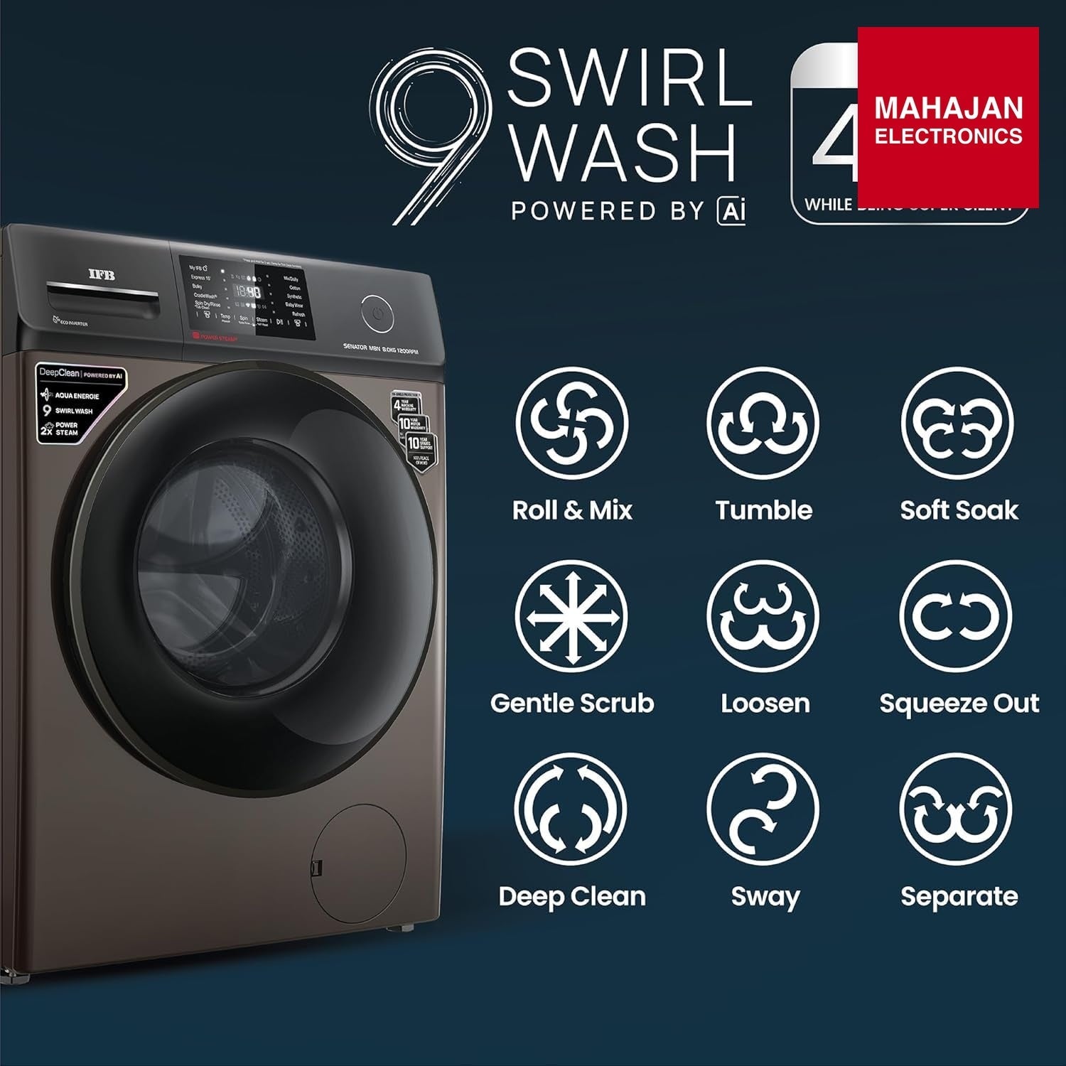 IFB SENATOR MBN 8012 CMS 8 Kg 5 Star, DeepClean® Technology, AI Powered, WiFi, Fully Automatic Front Load – Mahajan Electronics Online.