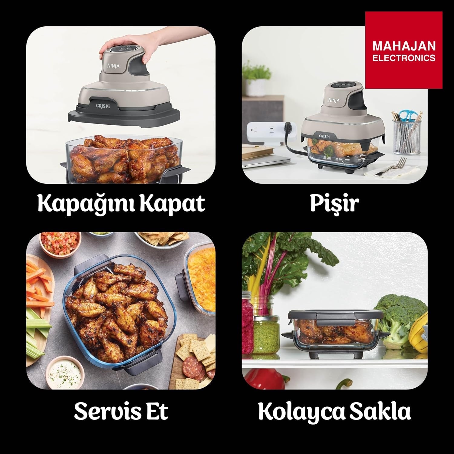 Ninja FN101EUST CRISPi Portable Air Fryer, 3.8 L, 4-in-1: Airfry, Roasting, Keeping Warm, Crispy Warming – Mahajan Electronics Online.