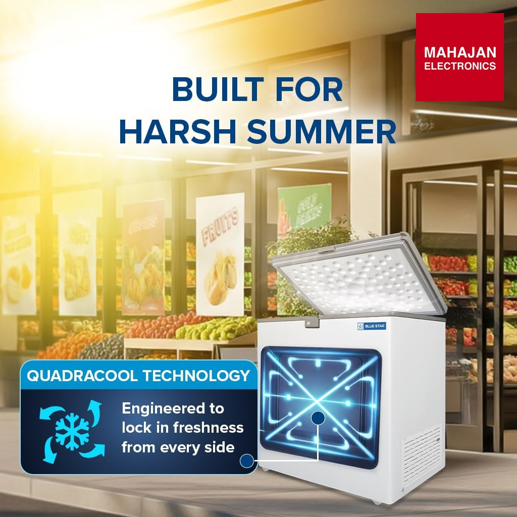 Blue Star HT3-N230, 215 Liter Hard Top Single Door Deep Freezer (White, 3-star) Bluestar – Mahajan Electronics Online.