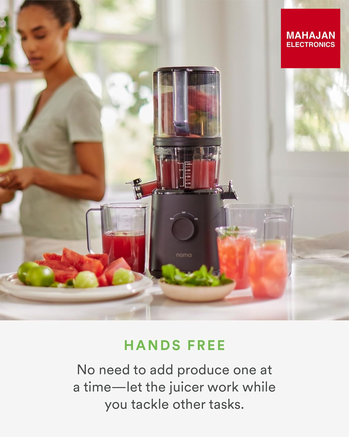 Nama J2 Cold Press Juicer – Self Feeding for Hands-Free Operation with Wide Mouth Hopper for Whole Recipe – Mahajan Electronics Online.