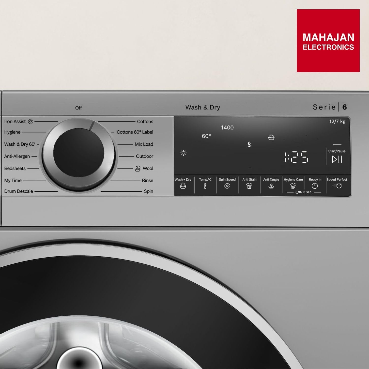Bosch Series 6 WNA2740SIN 12 kg Wash / 7 kg Dry Fully Automatic Front Load Washer Dryer | 1400 RPM β Mahajan Electronics Online.