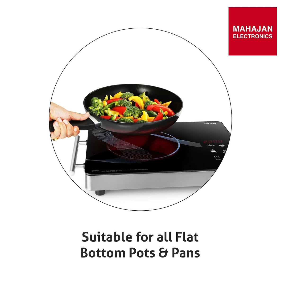 Glen 2000W Infrared SA3075IR Cooktop Stoves with Grill Rack for Barbecue, 3 Preset Cooking Modes, Crystal β Mahajan Electronics Online.