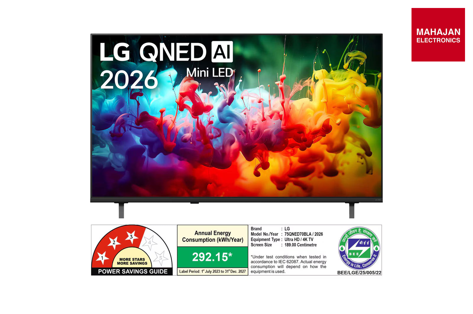 LG 75QNED70BLA 189cm (75) QNED AI QNED70 Mini LED 4K Smart TV 2026 LG – Mahajan Electronics Online.