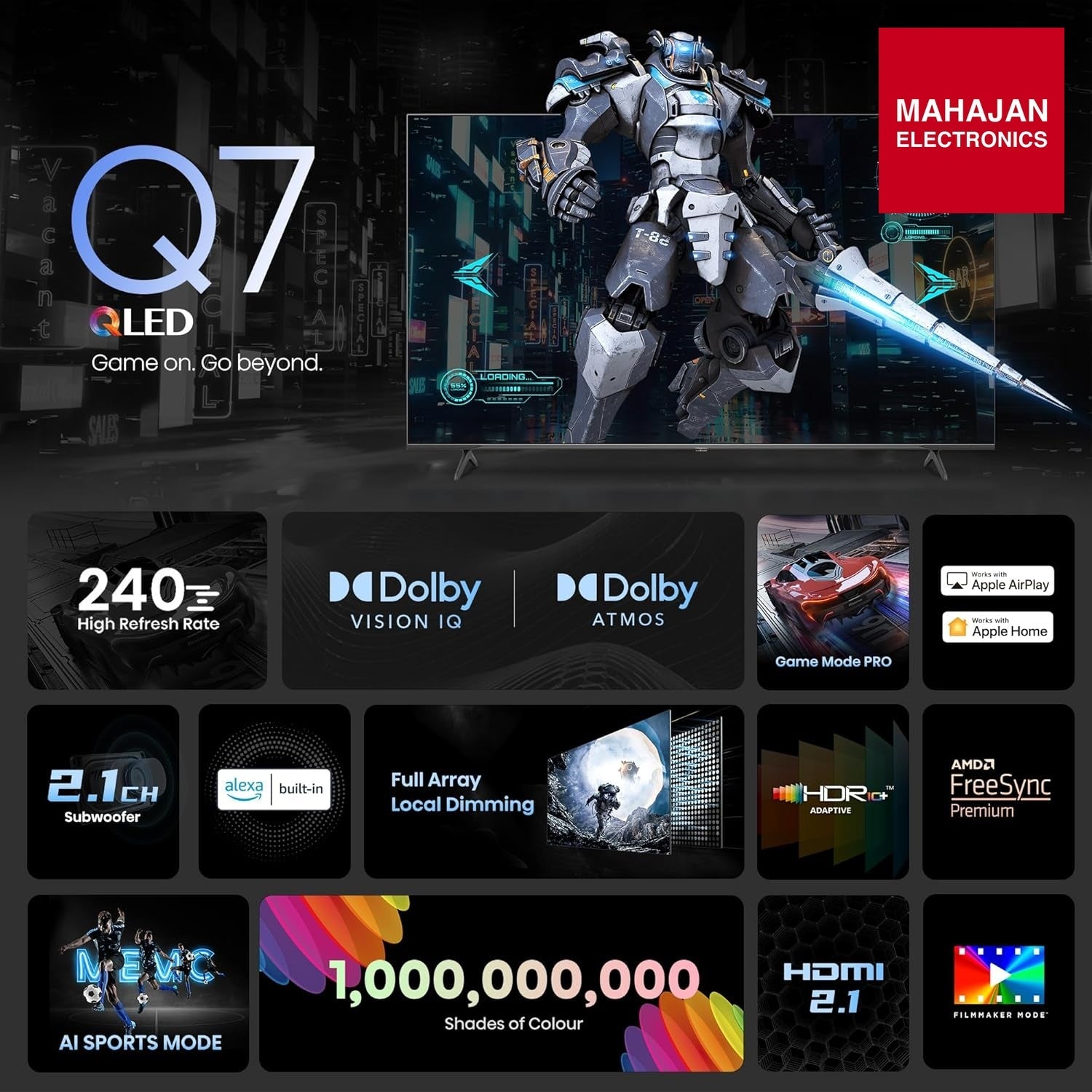 Hisense 100Q7N 254 cm (100 inches) Q7N Series 4K Ultra HD Smart QLED TV (Dark Grey)-Online Mahajan Electronics – Mahajan Electronics Online.