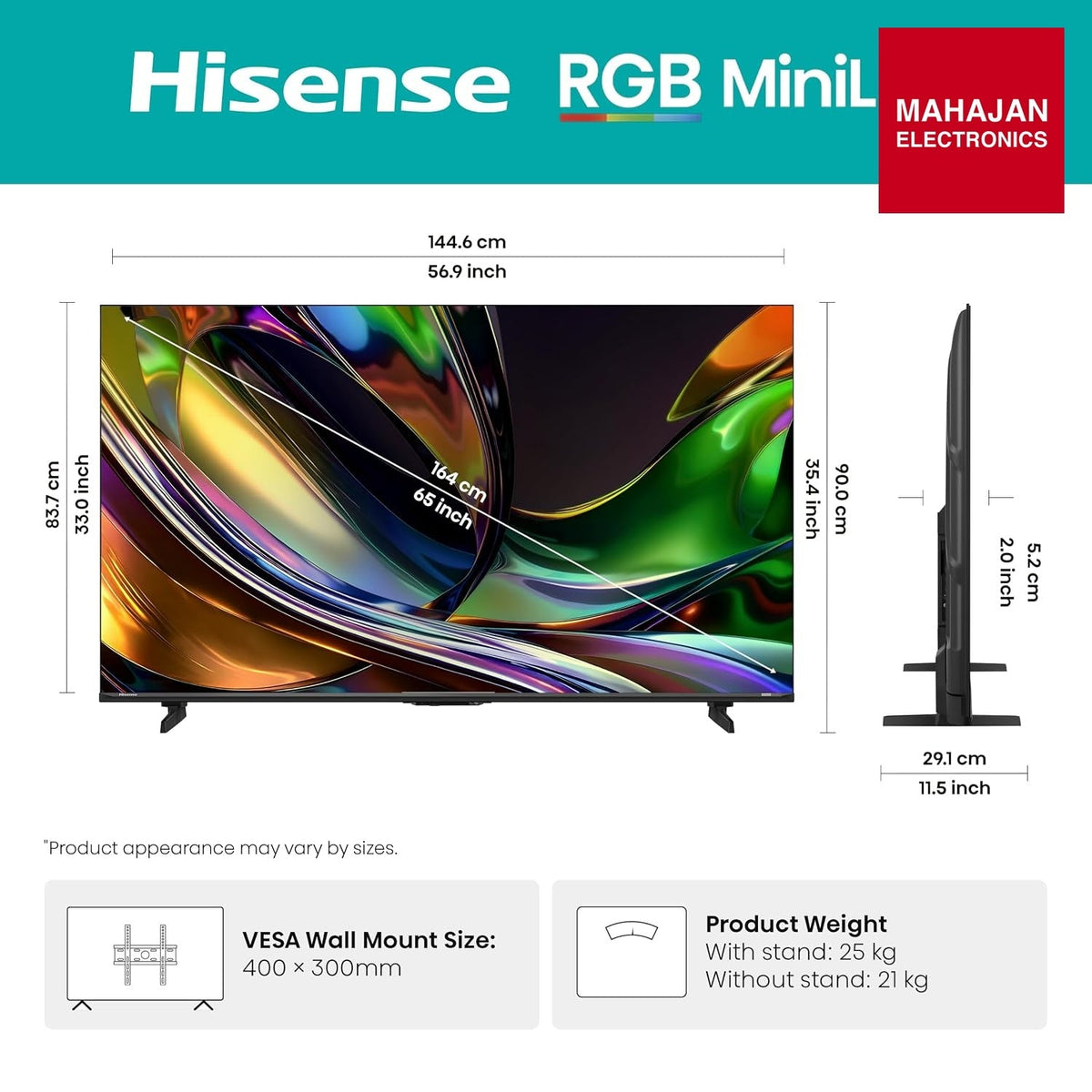 Hisense 65 Inch 65UR8S | RGB MiniLED | Hi-View AI Engine RGB | Native 180Hz Game Mode | Up to 3500 nits Peak Brightness | IMAX Enhanced | 2.1.2 Multi-Channel Surround | AI RGB Light Sensor Hisense