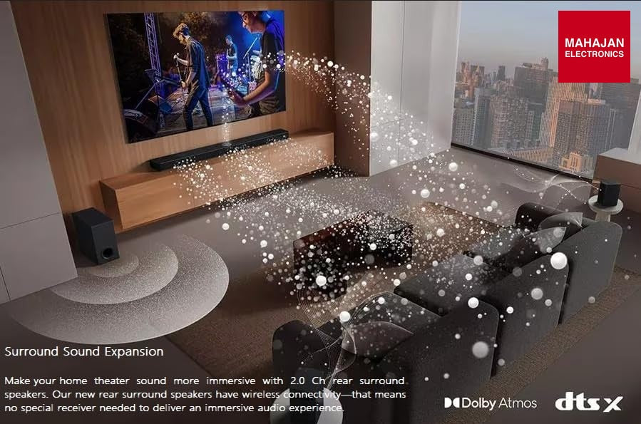 LG S70TR 5.1.1 Channel Soundbar with Dolby Atmos, Wireless Rear Speakers & Subwoofer | 500W | WOW Orchestra | Black LG