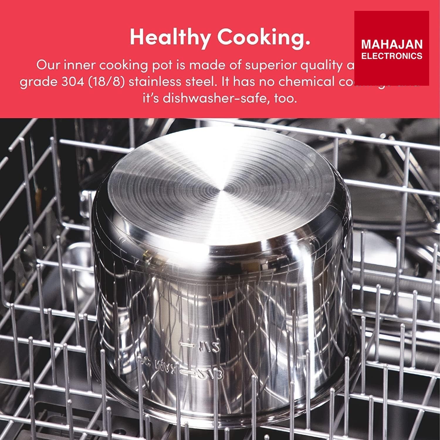 Nutricook SP204K Stainless Steel Smart Pot 2 (6 QT | 6 Litre), 1000W, 9 In 1 Instant Programmable Electric β Mahajan Electronics Online.
