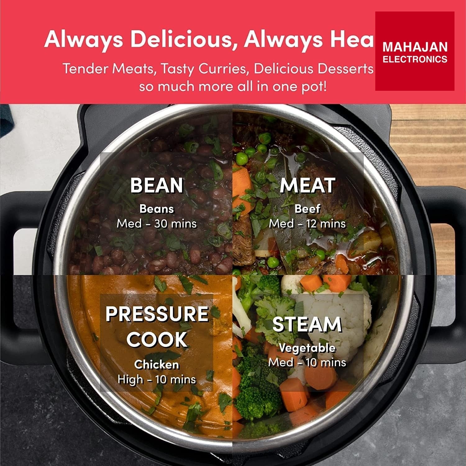 Nutricook SP204K Stainless Steel Smart Pot 2 (6 QT | 6 Litre), 1000W, 9 In 1 Instant Programmable Electric β Mahajan Electronics Online.