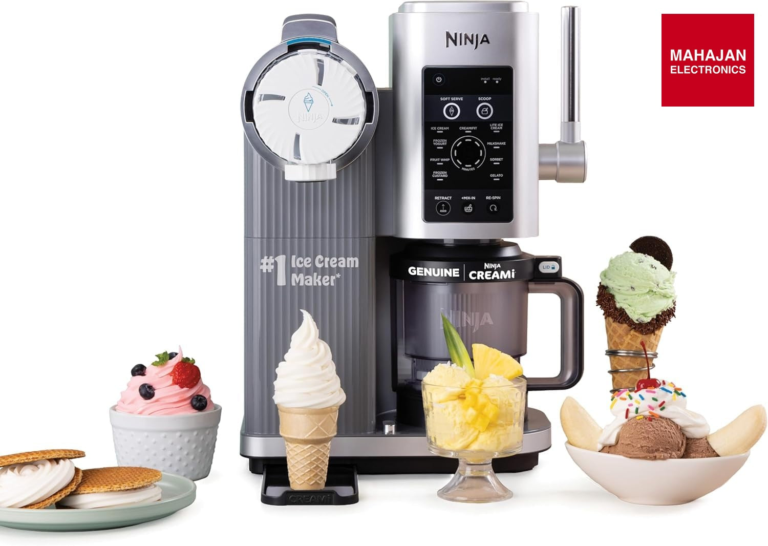 Ninja NC701EU CREAMi Scoop & Swirl Ice Cream Maker and Ice Cream Yogurt Maker with 2 Tubs, 13 Functions – Mahajan Electronics Online.