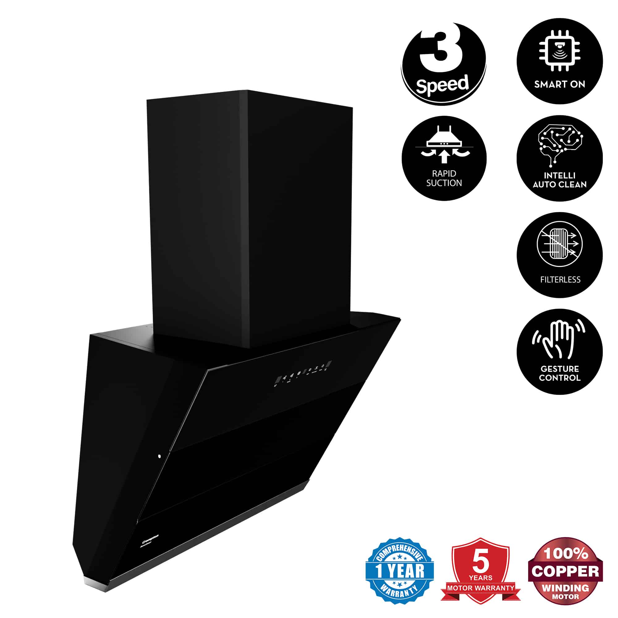 Crompton CHD-SSI60FLX-MBL HOOD SensoSmart Incl60 Fltless MBlk Chimney Mahajan Electronics Online