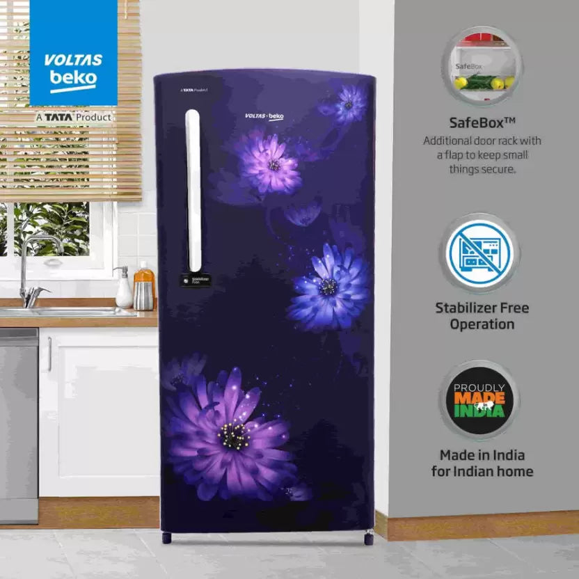 Voltas Beko RDC220C / W0DBE0M000UGD 185 L Direct Cool Single Door 3 Star Refrigerator (Dahlia Blue) Mahajan Electronics Online Mahajan Electronics Online